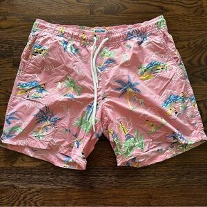 J. Crew Pink Tropical Men's Swim Trunks